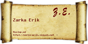 Zarka Erik névjegykártya